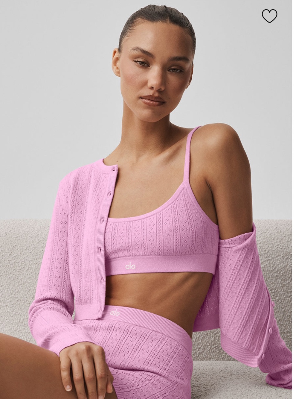 Alo Pointelle Sweater Be Mine Bra - Candy Heart pink